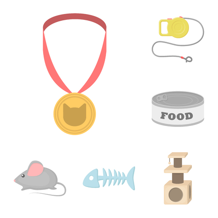 An animal cat cartoon icons in set collection for design. Caring for a cat vector symbol stock  illustration.のイラスト素材