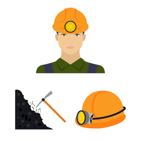 Mining industry cartoon icons in set collection for design. Equipment and tools vector symbol stock  illustration.のイラスト素材