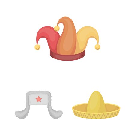 Different kinds of hats cartoon icons in set collection for design.Headdress vector symbol stock  illustration.のイラスト素材