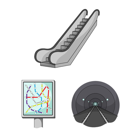 Metro, subway cartoon icons in set collection for design. Urban transport vector symbol stock illustration.のイラスト素材