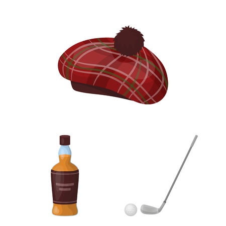 Country Scotland cartoon icons in set collection for design. Sightseeing, culture and tradition vector symbol stock web illustration.のイラスト素材