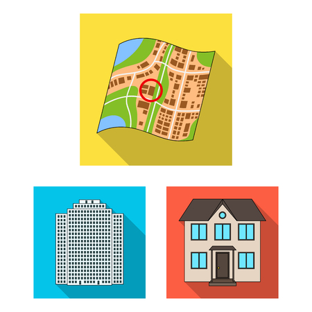 Agency flat icons in set collection for design. Buying and selling real estate vector symbol stock illustration.のイラスト素材