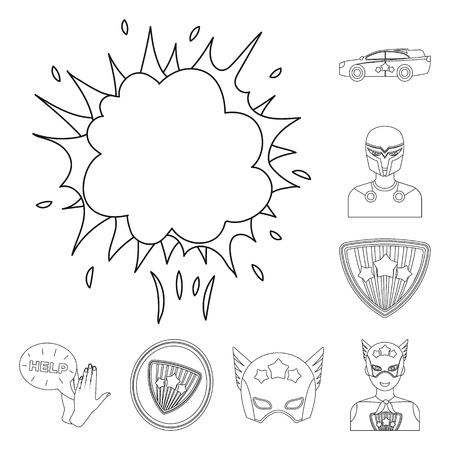 A fantastic superhero outline icons in set collection for design.のイラスト素材