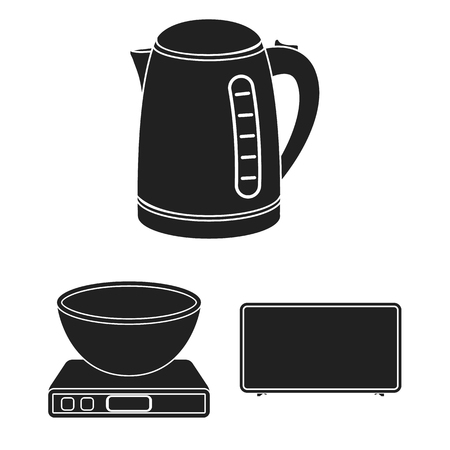 Types of household appliances black iconsのイラスト素材