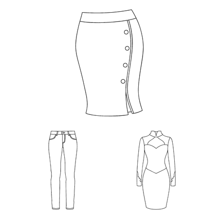 Women Clothing outline icons in set collection for design.Clothing Varieties and Accessories vector symbol stock web illustration.のイラスト素材