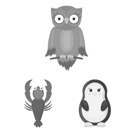 An unrealistic animal monochrome icons in set collection for design. Toy animals vector symbol stock web illustration.のイラスト素材