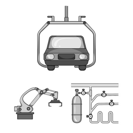 Equipment and machine monochrome icons in set collection for design.Technical progress of the factory vector symbol stock web illustration.のイラスト素材