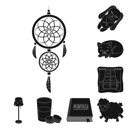Rest and sleep black icons in set collection for design. Accessories and comfort vector symbol stock web illustration.のイラスト素材