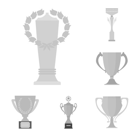 Gold Cup monochrome icons in set collection for design. Winners Cup vector symbol stock web illustration.のイラスト素材