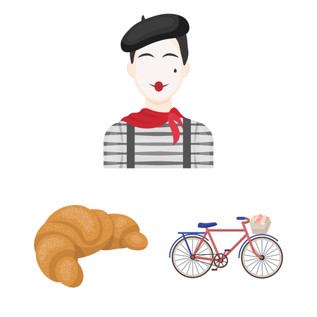 Country France cartoon icons in set collection for design. France and landmark vector symbol stock web illustration.のイラスト素材