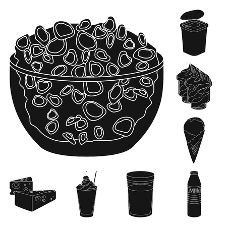 Milk product black icons in set collection for design.Milk and food vector symbol stock web illustration.のイラスト素材