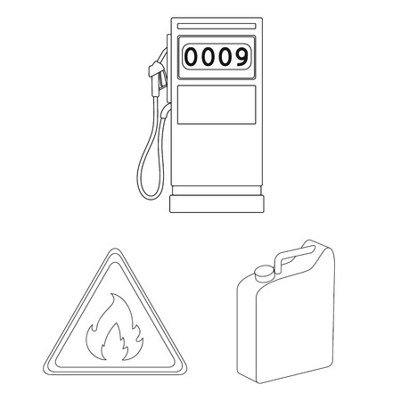 Oil industry outline icons in set collection for design. Equipment and oil production vector symbol stock  illustration.のイラスト素材