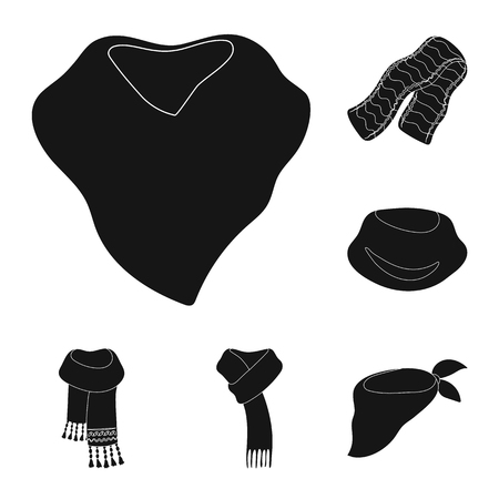 Scarf and Shawl black icons in set collection for design.Clothes and Accessory vector symbol stock web illustration.のイラスト素材