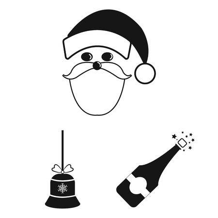 Christmas attributes and accessories black icons in set collection for design. Merry Christmas vector symbol stock  illustration.のイラスト素材