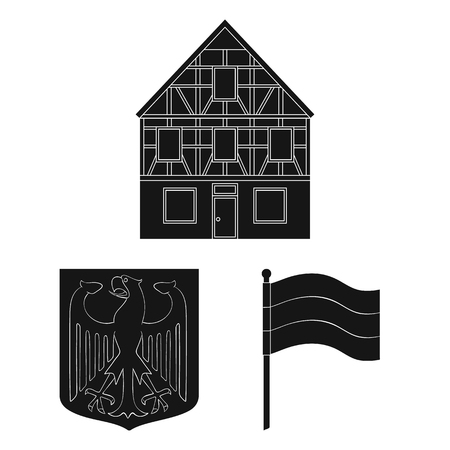 Country Germany black icons in set collection for design. Germany and landmark vector symbol stock  illustration.のイラスト素材