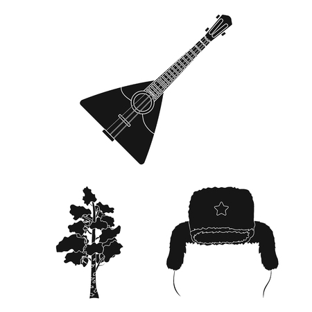 Country Russia, travel black icons in set collection for design. Attractions and features vector symbol stock  illustration.のイラスト素材