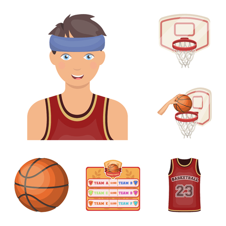 Basketball and attributes cartoon icons in set collection for design.Basketball player and equipment vector symbol stock  illustration.のイラスト素材