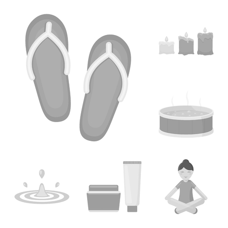 Spa salon and equipment monochrome icons in set collection for design. Relaxation and rest vector symbol stock web illustration.のイラスト素材