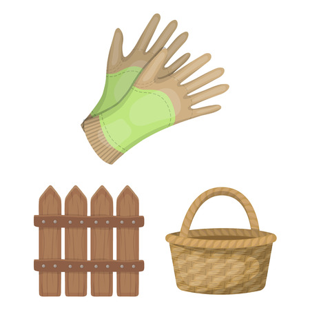 Farm and gardening cartoon icons in set collection for design. Farm and equipment vector symbol stock  illustration.のイラスト素材