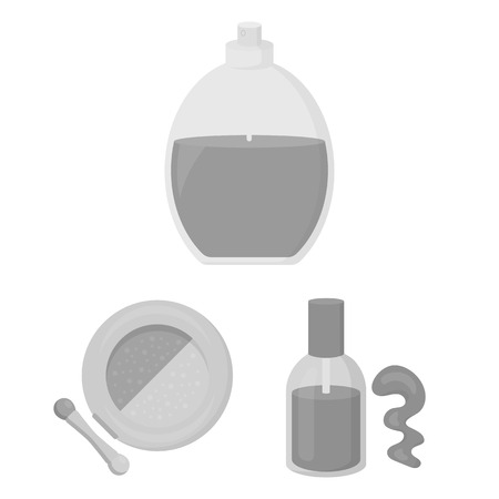 Makeup and cosmetics monochrome icons in set collection for design. Makeup and equipment vector symbol stock web illustration.のイラスト素材