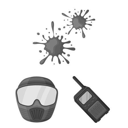 Paintball, team game monochrome icons in set collection for design. Equipment and outfit vector symbol stock  illustration.のイラスト素材