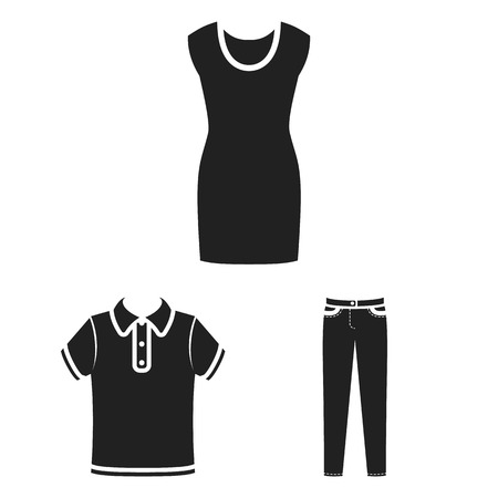 Different kinds of clothes black icons in set collection for design. Clothes and style vector symbol stock web illustration.のイラスト素材