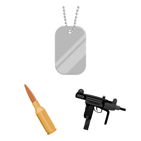 Types of weapons cartoon icons in set collection for design.Firearms and bladed weapons vector symbol stock  illustration.のイラスト素材