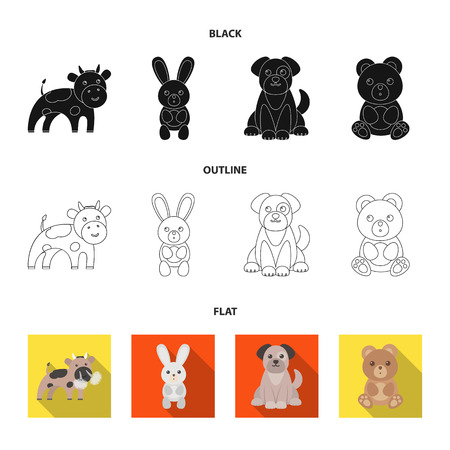 An unrealistic black,flat,outline animal icons in set collection for design. Toy animals vector symbol stock  illustration.のイラスト素材