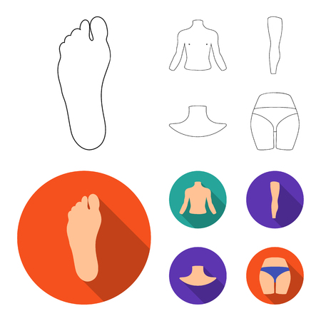 Torso, leg, neck and buttocks. Body parts set collection icons in outline,flat style vector symbol stock illustration web.のイラスト素材