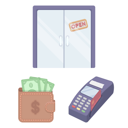 E-commerce, Purchase and sale cartoon icons in set collection for design. Trade and finance vector symbol stock  illustration.のイラスト素材