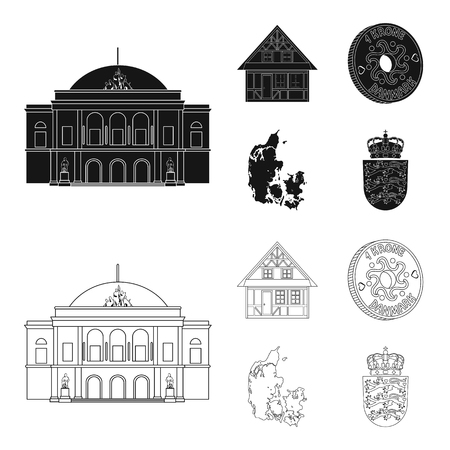 House, residential, style, and other  icon in black,outline style. Country, Denmark, sea icons in set collectionのイラスト素材