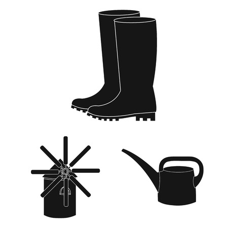 Farm and gardening black icons in set collection for design. Farm and equipment vector symbol stock  illustration.のイラスト素材