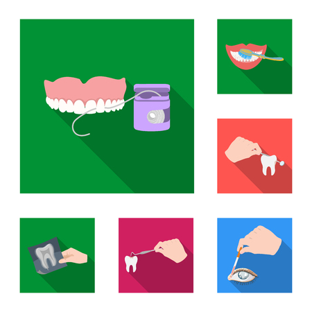 Manipulation by hands flat icons in set collection for design. Hand movement in medicine vector symbol stock  illustration.のイラスト素材