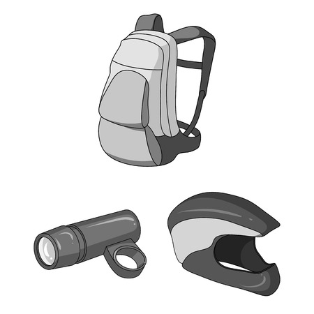 Bicycle outfit monochrome icons in set collection for design. Bicycle and tool vector symbol stock web illustration.のイラスト素材