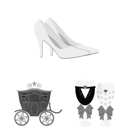 Wedding and Attributes monochrome icons in set collection for design.Newlyweds and Accessories vector symbol stock  illustration.のイラスト素材