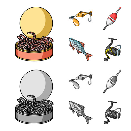 Fishing, fish, catch, hook .Fishing set collection icons in cartoon,monochrome style vector symbol stock illustration web.のイラスト素材