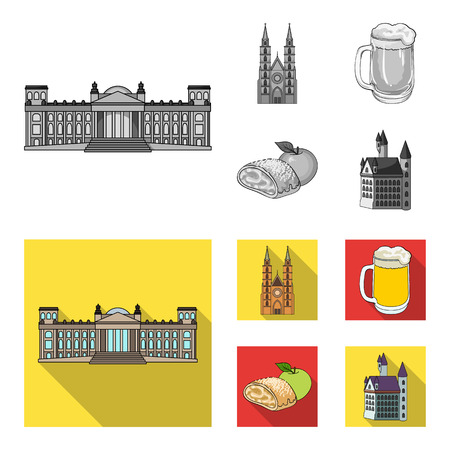 Country Germany monochrome,flat icons in set collection for design. Germany and landmark vector symbol stock  illustration.のイラスト素材