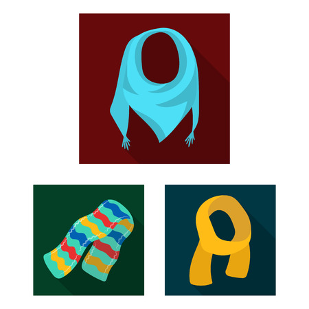 Scarf and Shawl flat icons in set collection for design.Clothes and Accessory vector symbol stock web illustration.のイラスト素材