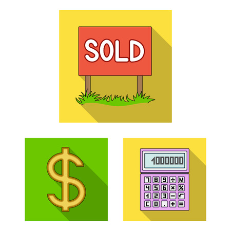 Realtor, agency flat icons in set collection for design. Buying and selling real estate vector symbol stock web illustration.のイラスト素材