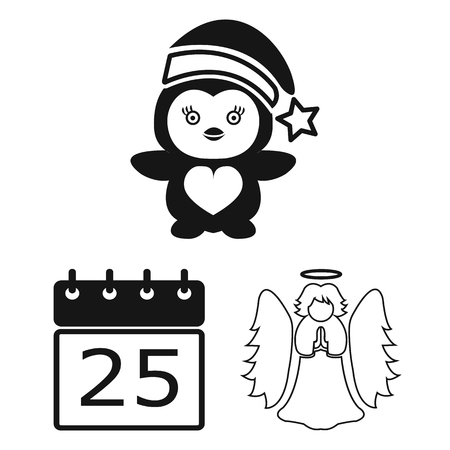 Christmas attributes and accessories black icons in set collection for design. Merry Christmas vector symbol stock web illustration.のイラスト素材