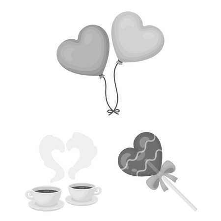 Romantic relationship monochrome icons in set collection for design. Love and friendship vector symbol stock web illustration.のイラスト素材