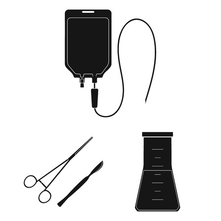 Medicine and treatment black icons in set collection for design. Medicine and equipment vector symbol stock web illustration.のイラスト素材