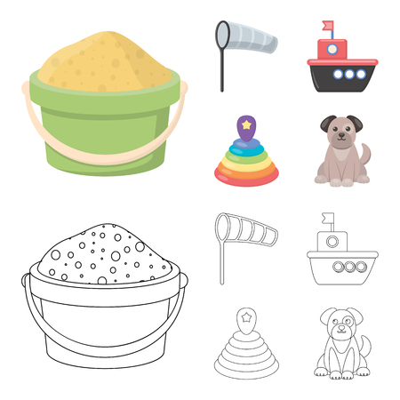 Children toy cartoon,outline icons in set collection for design. Game and bauble vector symbol stock illustration.の写真素材