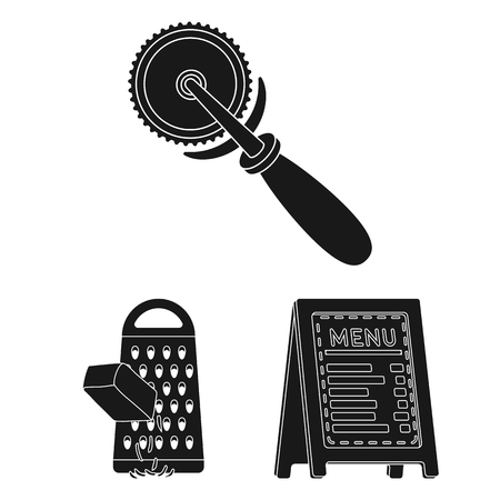 Pizza and pizzeria black icons in set collection for design. Staff and equipment vector symbol stock  illustration.のイラスト素材