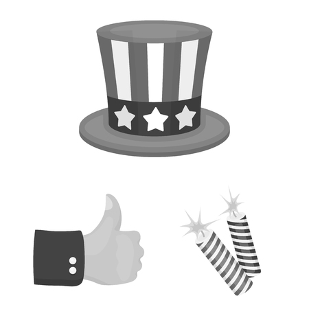 Day of Patriot, holiday monochrome icons in set collection for design. American tradition vector symbol stock web illustration.の写真素材