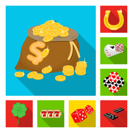 Casino and equipment flat icons in set collection for design. Gambling and money vector symbol stock  illustration.のイラスト素材