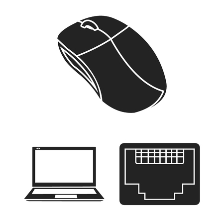 Personal computer black icons in set collection for design. Equipment and accessories vector symbol stock web illustration.のイラスト素材