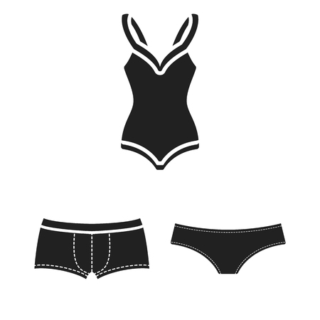 Clothes and accessories black icons in set collection for design. Shoes and decoration vector symbol stock web illustration.の写真素材