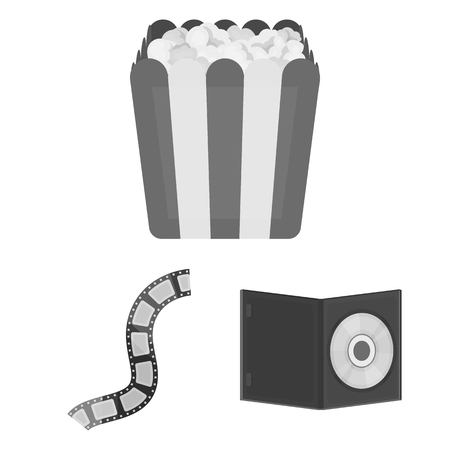 Films and cinema monochrome icons in set collection for design.Movies and Attributes vector symbol stock web illustration.のイラスト素材
