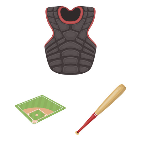 Baseball and attributes cartoon icons in set collection for design.Baseball player and equipment vector symbol stock web illustration.のイラスト素材